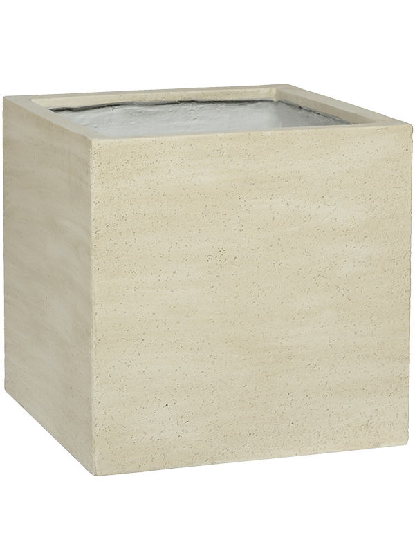 Pot Cement & Stone Block Beige Washed 40 cm — Pottery Pots