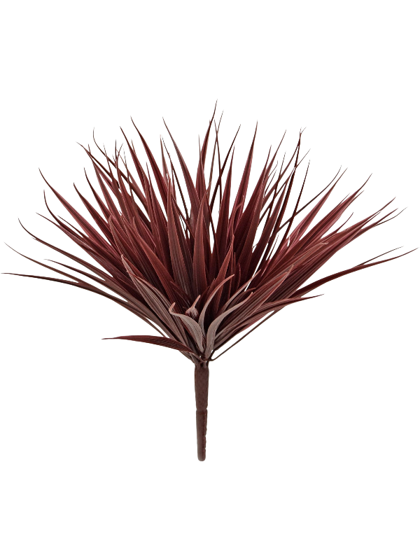 
                  
                    Bamboo Burgundy UV artificiel, touffe de feuilles bordeaux étroites sur tige à piquer
                  
                