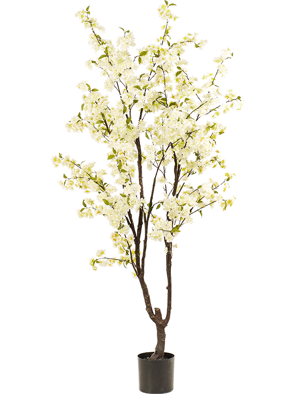 Arbre Artificiel Cerisier Sakura 118 Cm - 96 Fleurs Roses, Pot Ciment, Décor Intérieur Sans Entretien