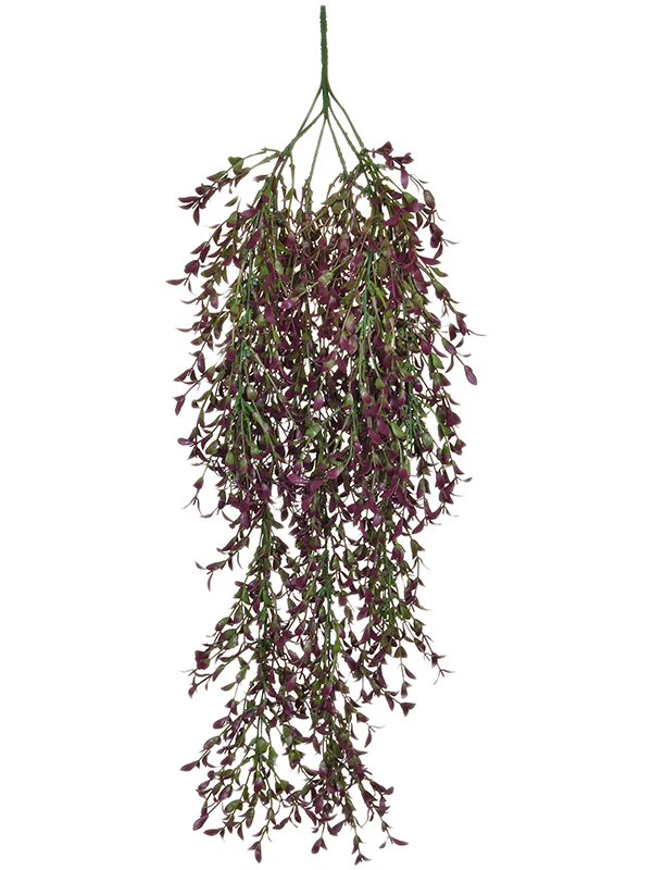 Fern Hanging Bush FR+UV artificiel, feuillage retombant vert et pourpre