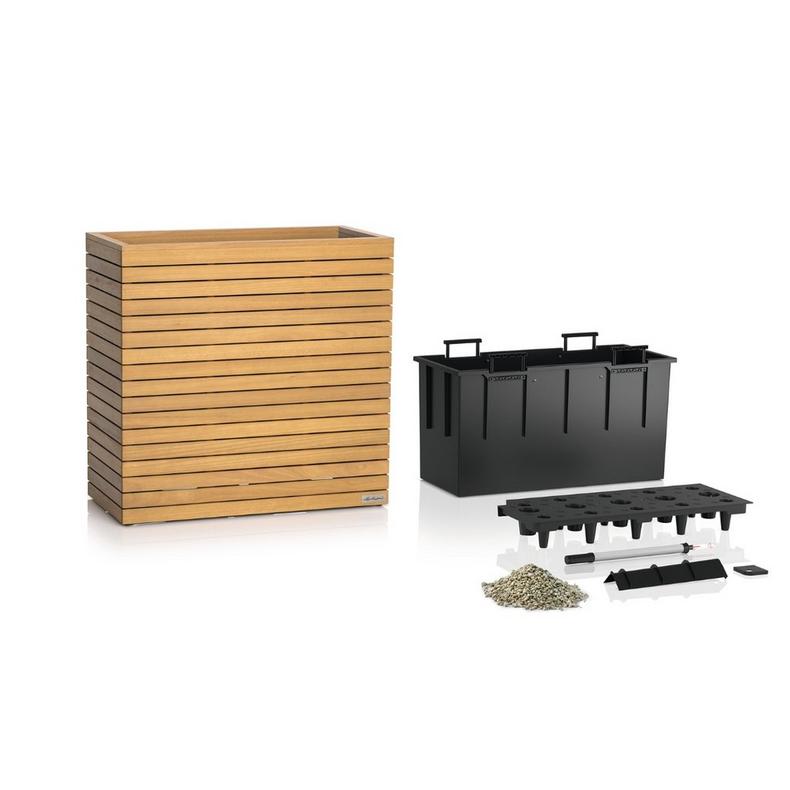 
                  
                    Kit Lechuza Palo 80 haut avec bac intérieur amovible et système d’arrosage.
                  
                