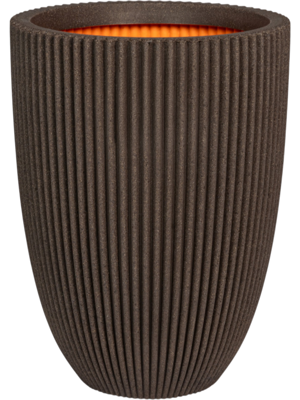 Pot Capi Roots Groove Élégant Brun foncé, Ø 34 × H 46 cm, stries verticales