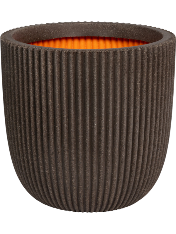 Capi Roots Groove Pot Boule Brun foncé, diamètre 35 cm, relief strié