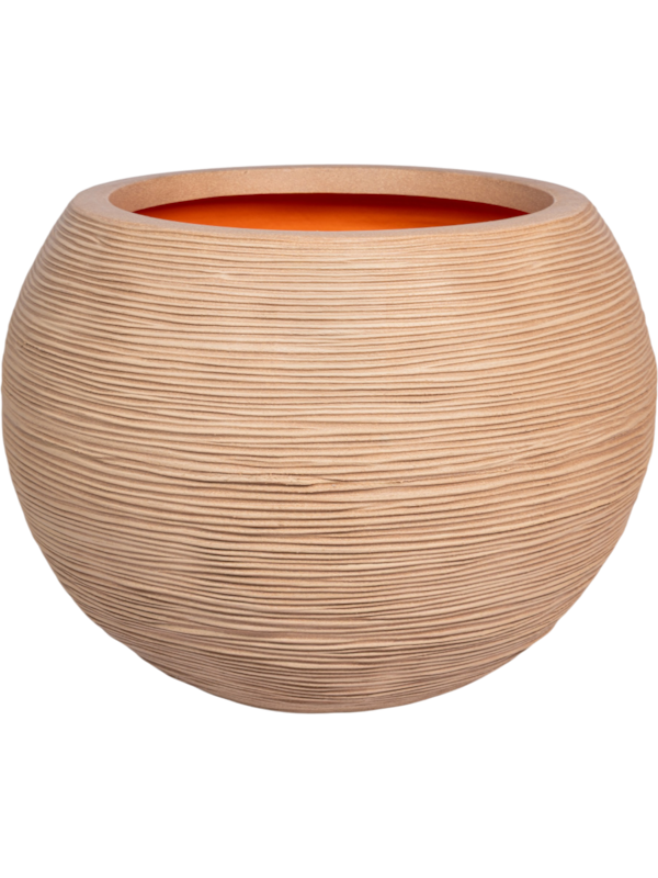 Pot Capi Roots Rib boule basse Terre, Ø 40 × H 32 cm, relief strié