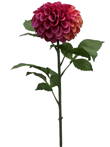 Dahlia pompon artificiel rose pourpré 74 cm