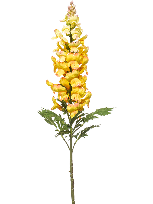 Muflier artificiel jaune de 92 cm, fleurs étagées sur une longue tige verte, sans vase