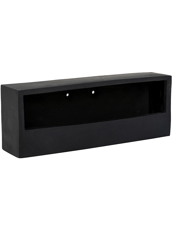 Natural Wally Balcony Low Noir, jardinière en fiberstone de 40 cm — 6FSTWBB01