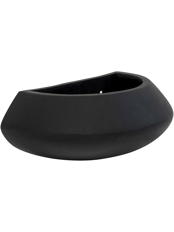 Natural Wally Mini Tara noir, pot mural en demi-coupe de fiberstone — 6FSTWTB01