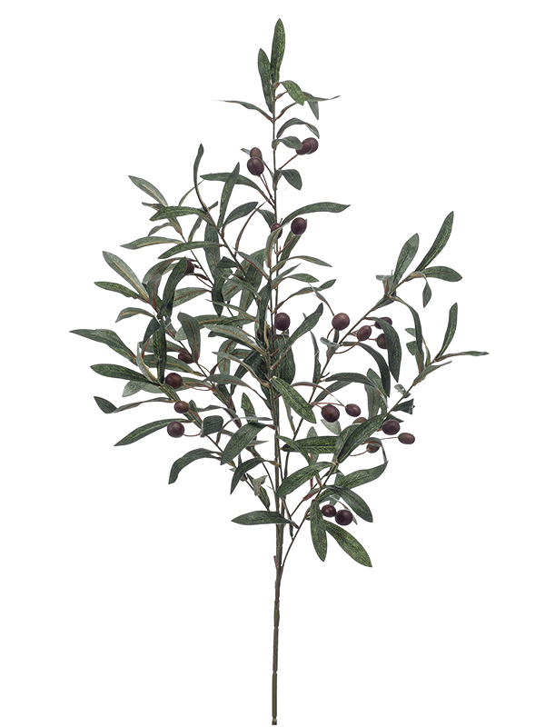 
                  
                    Branche d’olivier artificielle vert grisé à olives rondes — Hauteur: 100 Largeur: 25 cm — 8EE422073
                  
                