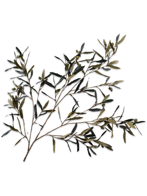 
                  
                    Branche d’olivier artificielle à olives vert olive ignifugée Silk-ka — Longueur: 134 cm — 8SK154601
                  
                