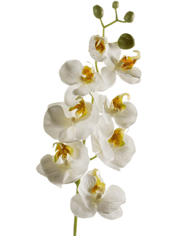 Orchidée Phalaenopsis artificielle blanche à cœur jaune 68 cm