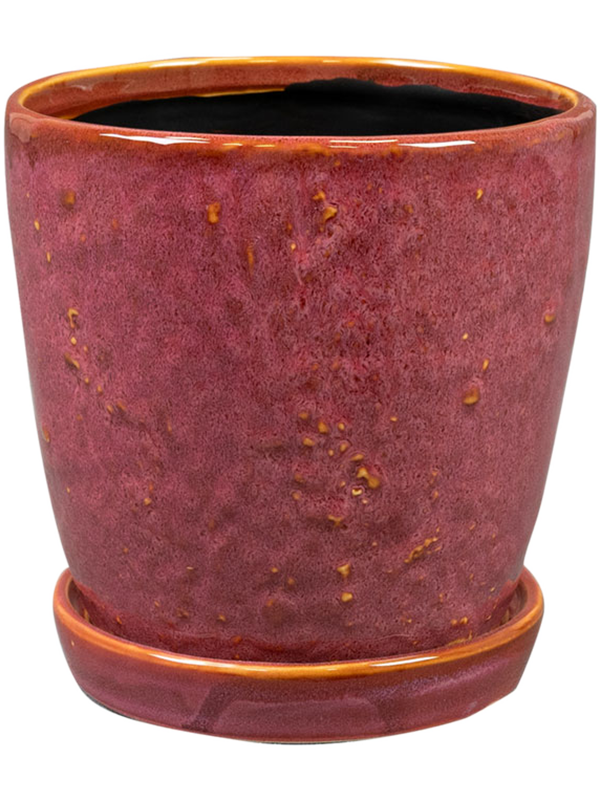 Pot Vivi avec soucoupe Ter Steege rouge cerise, hauteur 14 cm, diamètre 14 cm