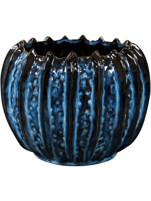 
                  
                    Pot Cassie Ter Steege Cobalt, céramique émaillée faite main, hauteur 14 cm, diamètre 18 cm, référence 6PTR77452.
                  
                