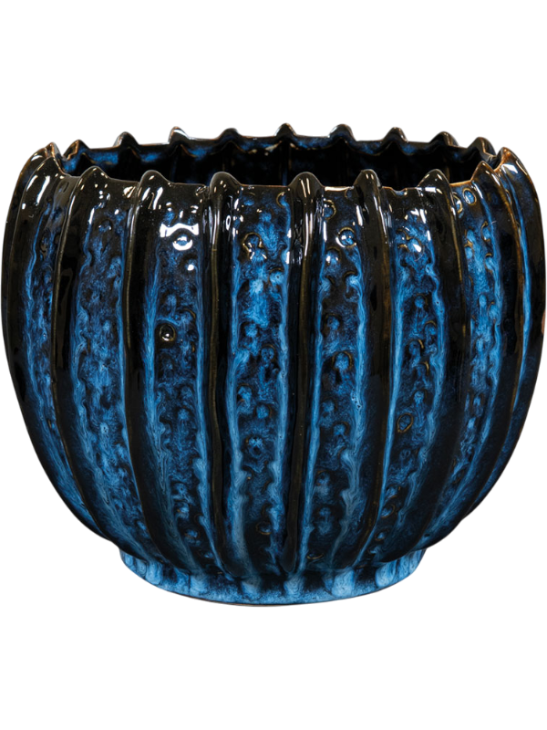 
                  
                    Pot Cassie Ter Steege Cobalt, céramique émaillée faite main, hauteur 16 cm, diamètre 21 cm, référence 6PTR77453.
                  
                