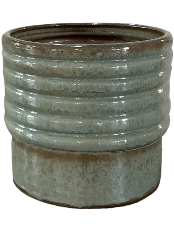 Pot Doom Gina Da Gris bleuté, céramique émaillée, hauteur 23 cm, diamètre 26 cm, référence 6LIMDOGB2.