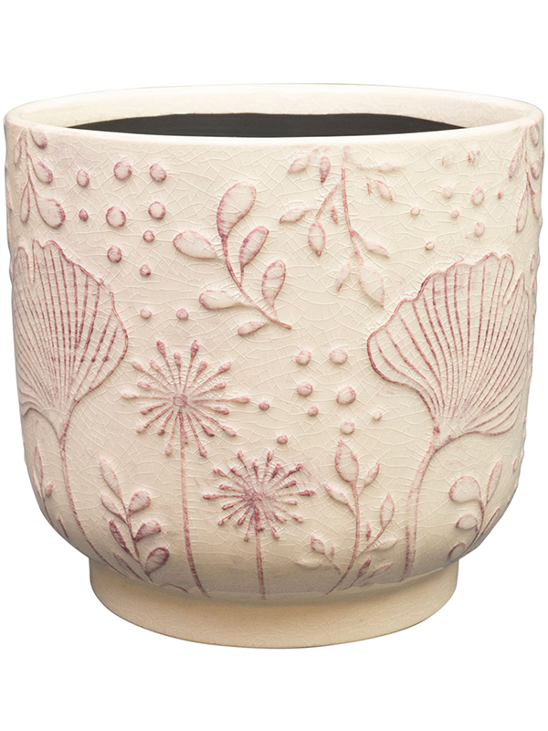 Pot Emilia Ter Steege rose, céramique émaillée faite main, hauteur 18 cm, diamètre 19 cm, référence 6PTR72574.