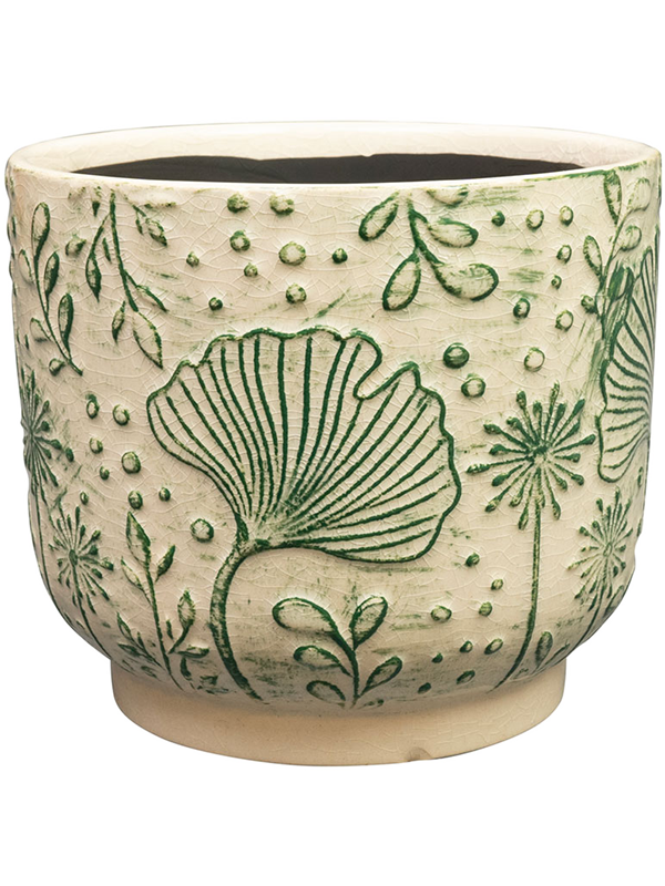 
                  
                    Pot Emilia Ter Steege vert, céramique émaillée faite main, hauteur 14 cm, diamètre 17 cm, référence 6PTR72568.
                  
                