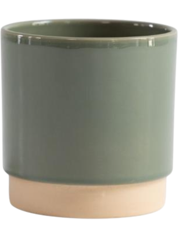 
                  
                    Pot Eno Duo Gina Da vert poudré en céramique émaillée bicolore, hauteur 8 cm, diamètre 8 cm, référence 6LIMENPG0.
                  
                