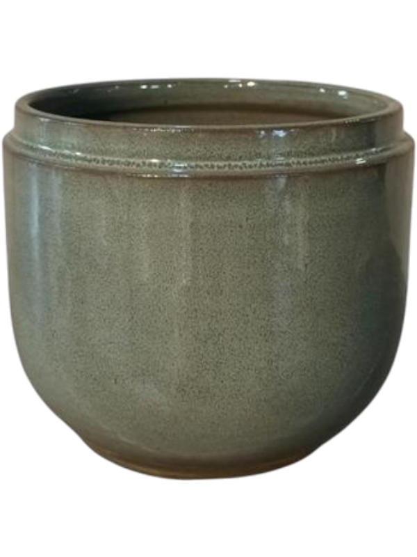 
                  
                    Pot Faisa Gina Da Gris bleuté, céramique émaillée, hauteur 16 cm, diamètre 19 cm, référence 6LIMFASB2.
                  
                