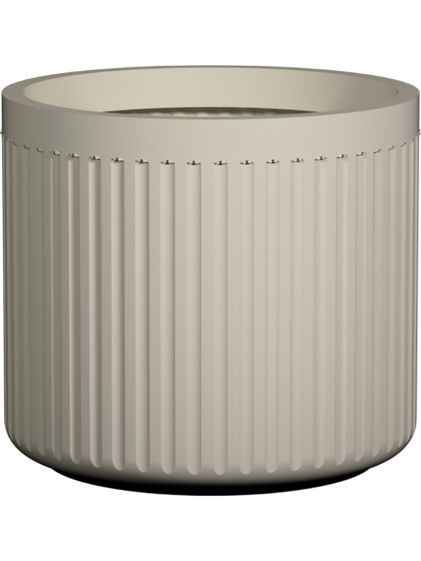Pot Ionic Turris Low, Blanc Silk White, hauteur 22 cm, diamètre 25 cm