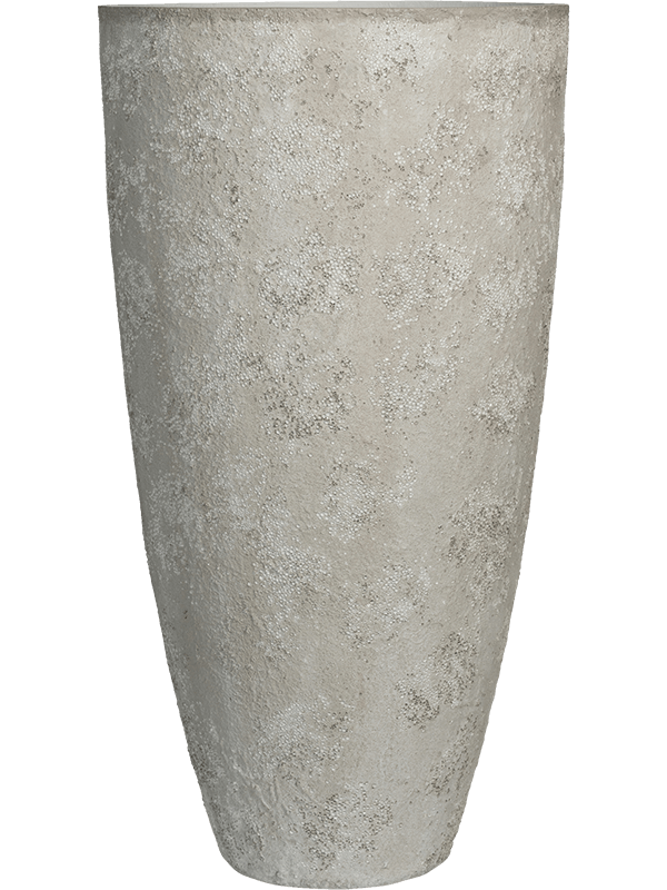 Pot Oyster Hugo XXL Blanc Imperial White, hauteur 126 cm et diamètre 68 cm, ficonstone à relief rugueux — NATURA