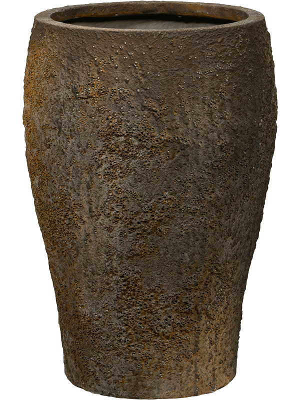 Pot Oyster Maraa S Imperial Brown, hauteur 50 cm, Ficonstone brun à relief rugueux – NATURA