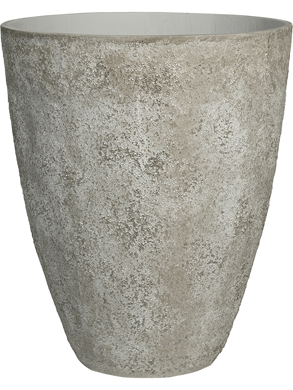 Pot Oyster Oliver L Blanc Imperial White, hauteur 83 cm et diamètre 70 cm, Ficonstone à relief rugueux — NATURA