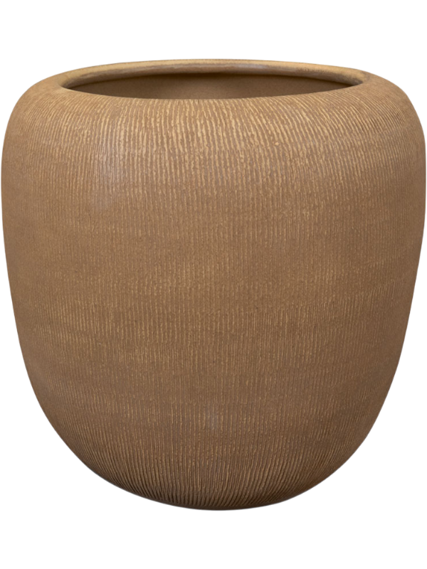 
                  
                    Pot rond Roxan Ter Steege Camel, hauteur 21 cm, diamètre 23 cm, finition striée – 6PTR76205
                  
                