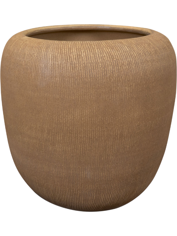 
                  
                    Pot rond Roxan Ter Steege Camel, hauteur 30 cm, diamètre 31 cm, finition striée – 6PTR76207
                  
                