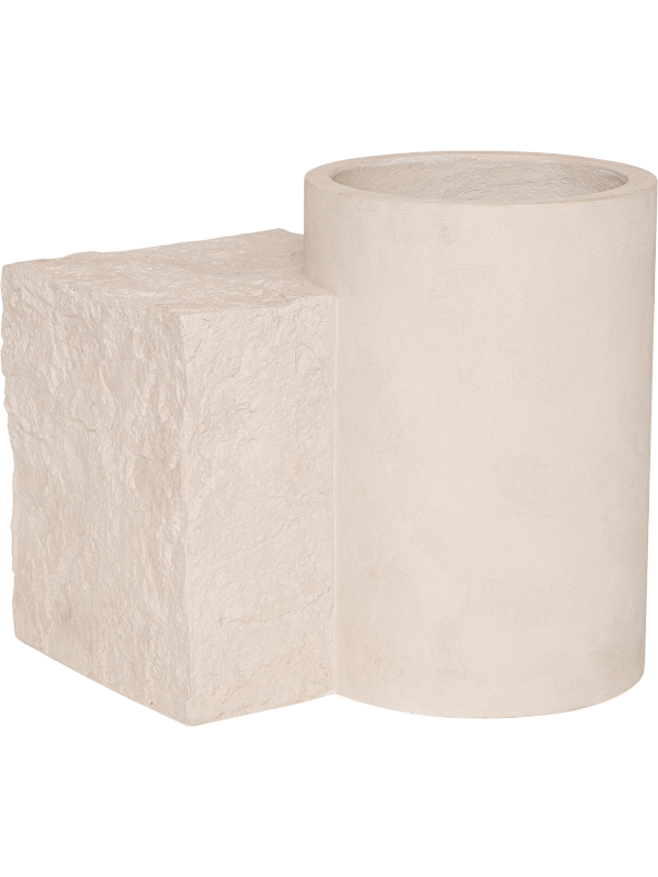 Pot Sculpture Elysian compact asymétrique Alabaster crème, hauteur 44 cm, Pottery Pots — 6SCLAER05