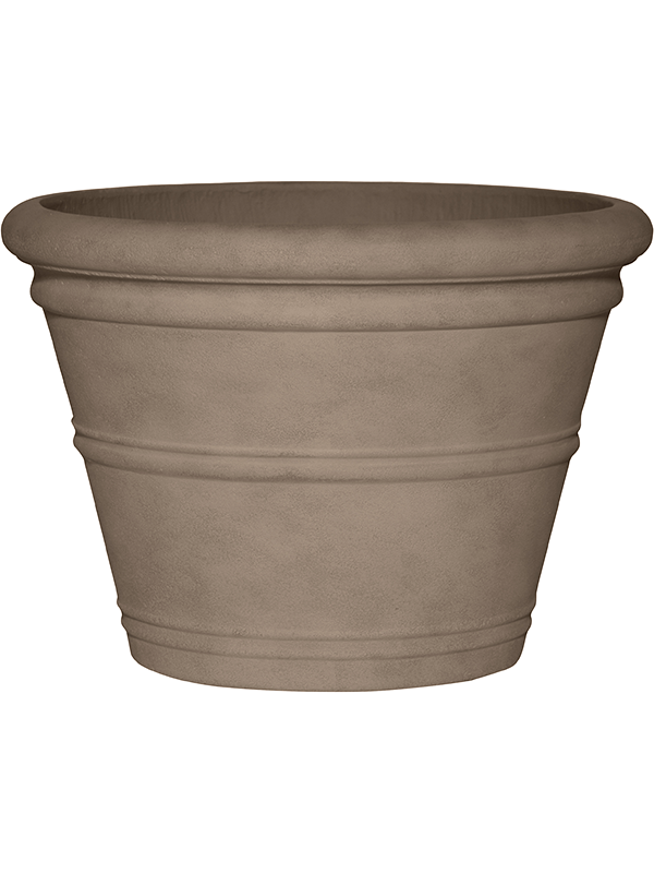 Pot Treasure Kyra S Beige Chalk Beige, diamètre 53 cm, en ficonstone à anneaux horizontaux — 6PPTREA18