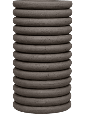 Pot Texture Milo High L Ribbed Brown en fibrociment strié