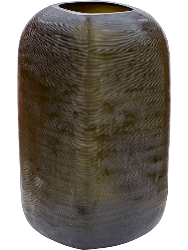 Vase Lines Cut en verre olive, hauteur 41 cm