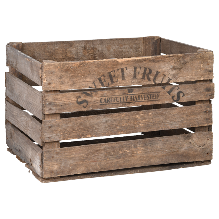 caisse en bois vintage , inscription sweet fruits