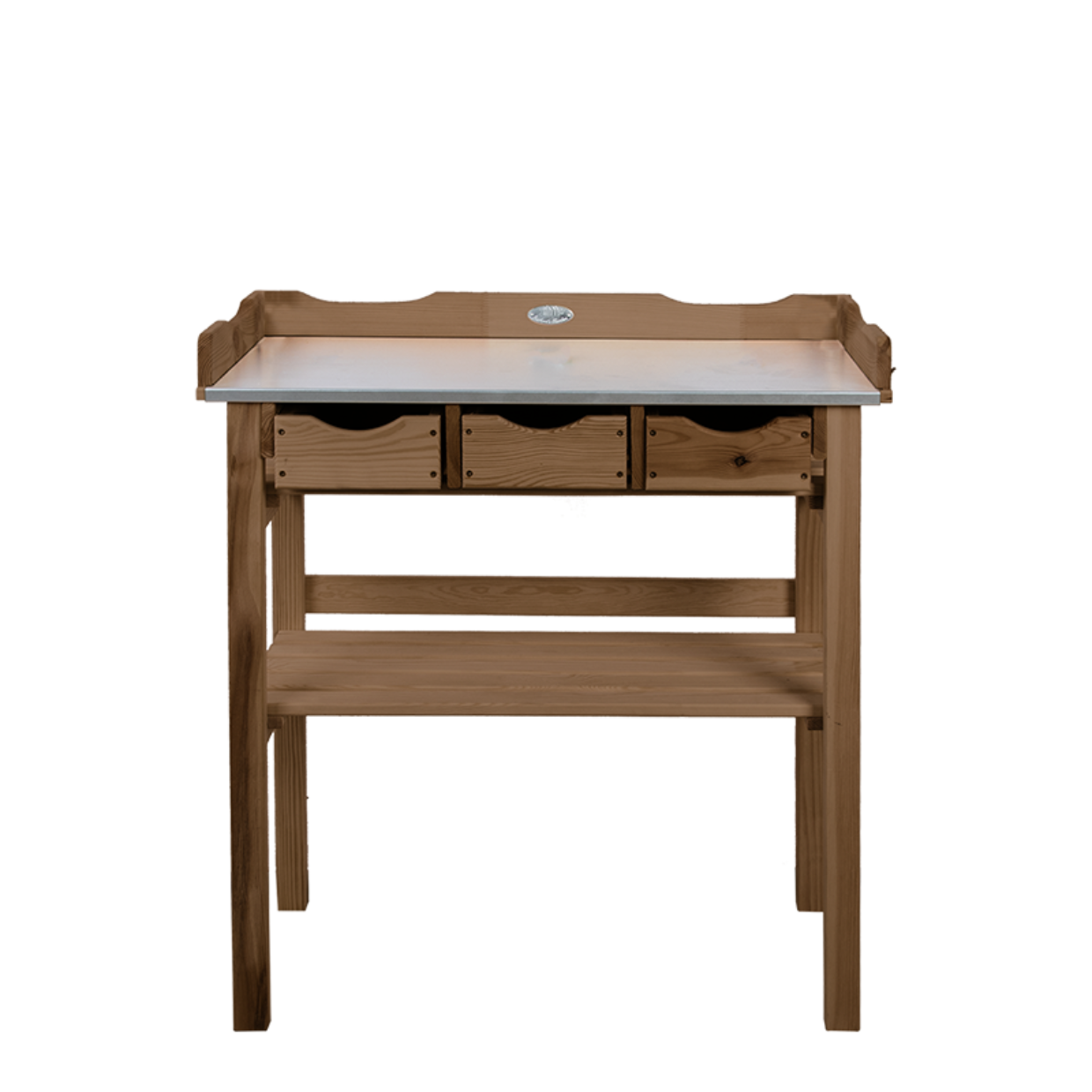 table de rempotage  de 80 cm en bois et en zinc avec ses 3 tiroirs 