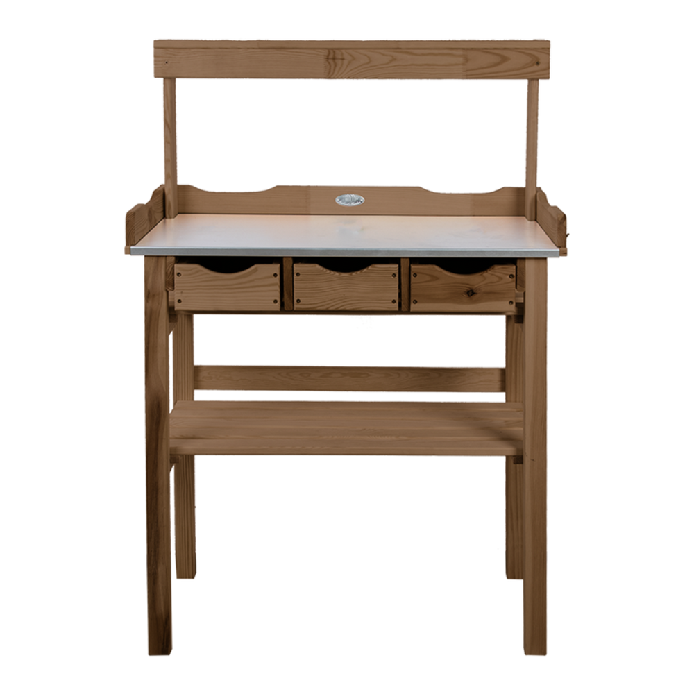 Table de rempotage en bois et zinc  80 cm avec rangement NG103